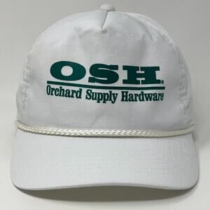 Vintage OSH Orchard Supply Hardware Hat Baseball Cap Rope Corded Snapback White